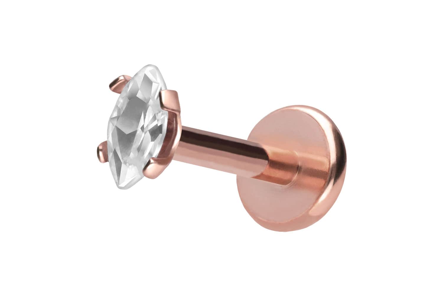 Titan Labret Piercing mit Push Fit EINGEFASSTER KRISTALLTROPFEN